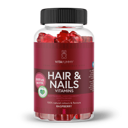 VitaYummy, Hair & Nails, 60stk, Raspberry (Vegan)